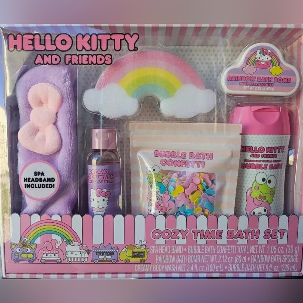 Hello Kitty & Friends Cozy Time Bath & Spa Pink Rainbow Set 6 Pieces